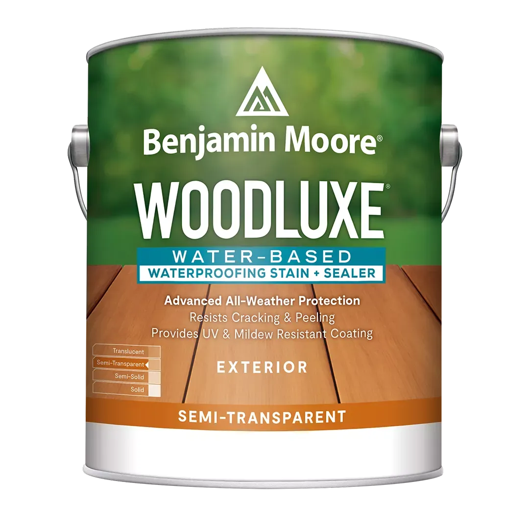 WILSON PAINT & WALLPAPER The ultimate protection for outdoor beauty. An innovative line of water-based exterior stains, Woodluxe sets your staining projects up for success. Most wood grain pattern shows through. Easy to apply and recoat. Advanced all-weather protection. Available in 75 colorsboom